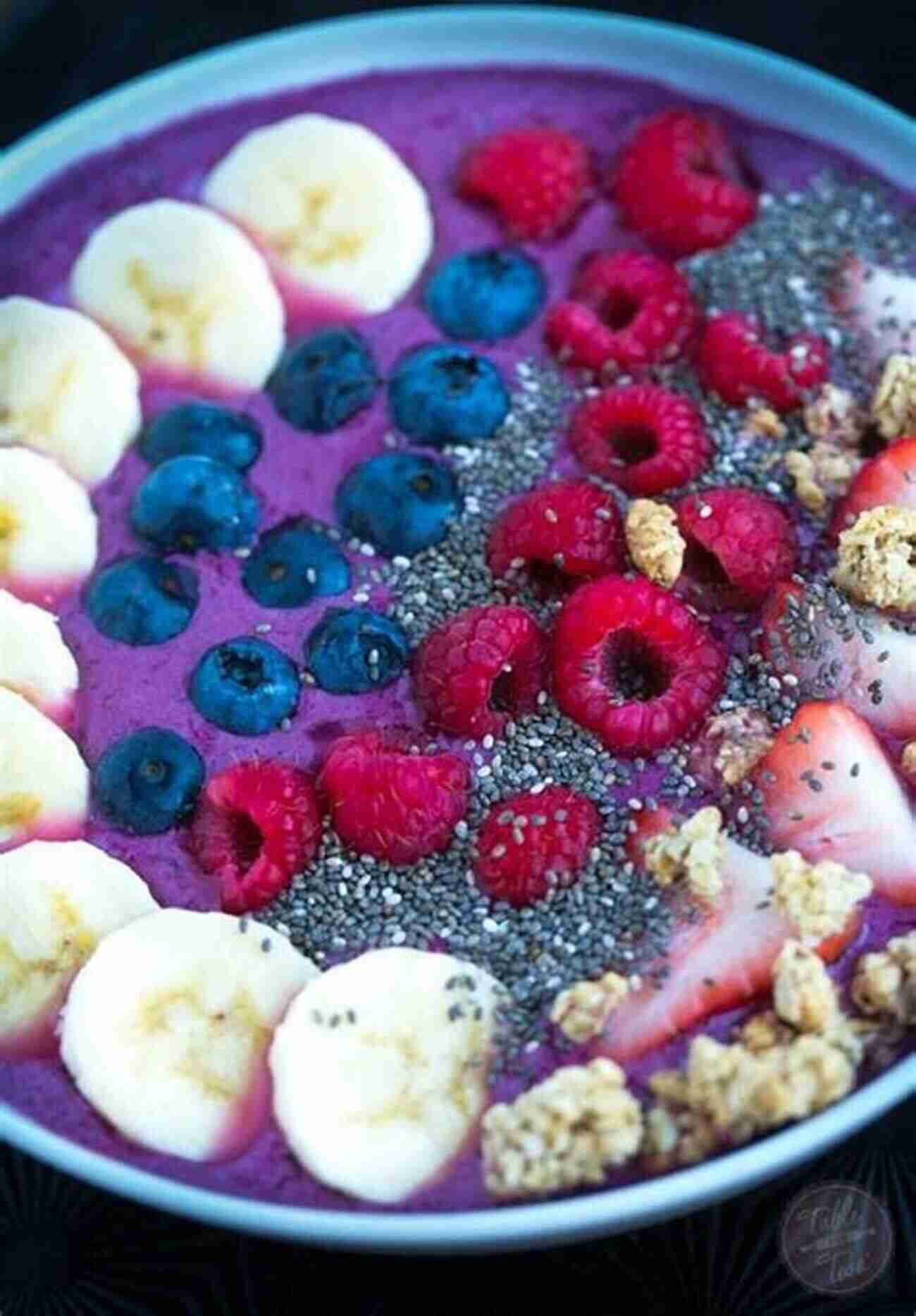 Colorful Mixed Berry Smoothie Bowl With Toppings DASH Diet For Weight Loss: More Recipes To Lose Weight Improve Your Health Simply And Easily