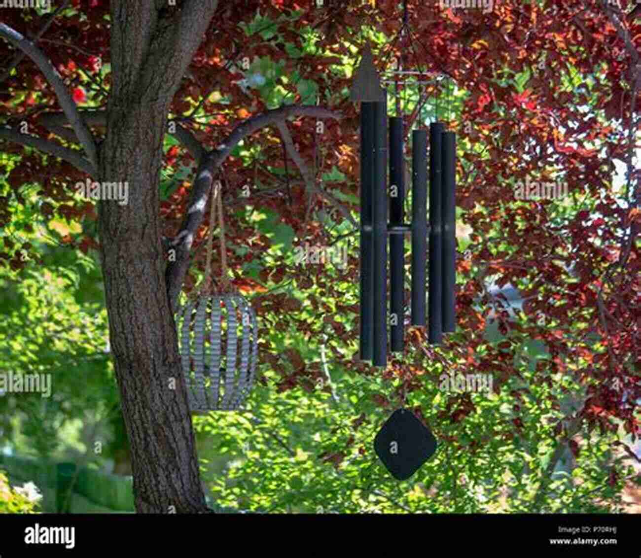 Colorful Wind Chimes Hanging From A Tree Ribbonwork Flowers: 132 Garden Embellishments Beautiful Designs For Flowers Leaves More