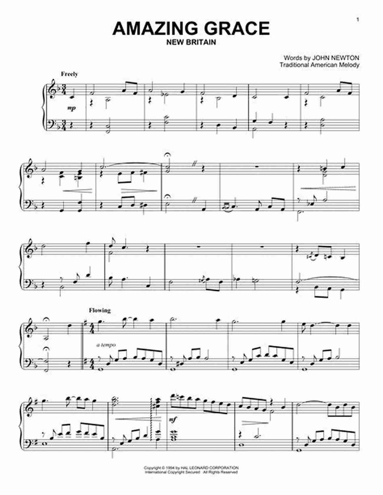 Elegant Piano Setting Of 'Amazing Grace' By John Newton Spirituals With A Velvet Touch: 10 Elegant Early Advanced Piano Settings Of Inspirational Spirituals (Sacred Performer Collections)