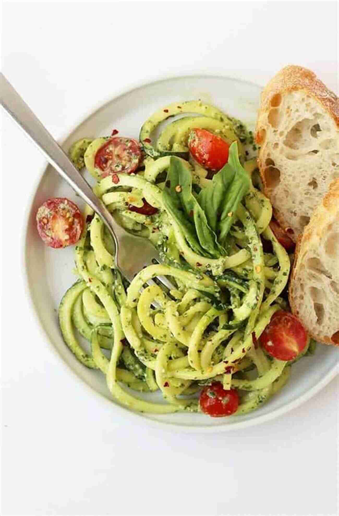 Healthy Zucchini Noodles With Pesto Sauce And Cherry Tomatoes DASH Diet For Weight Loss: More Recipes To Lose Weight Improve Your Health Simply And Easily