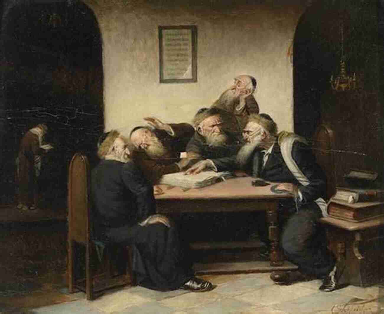 Illustration Depicting Talmudic Scholars Deeply Engaged In Study The Formation Of The Babylonian Talmud