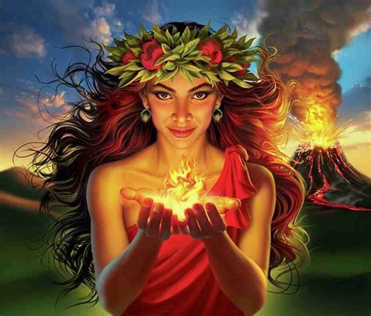 Illustration Of Pele, The Goddess Of Fire And Volcanoes Hawaiian Mythology Legends Of Gods And Ghosts (Illustrated)