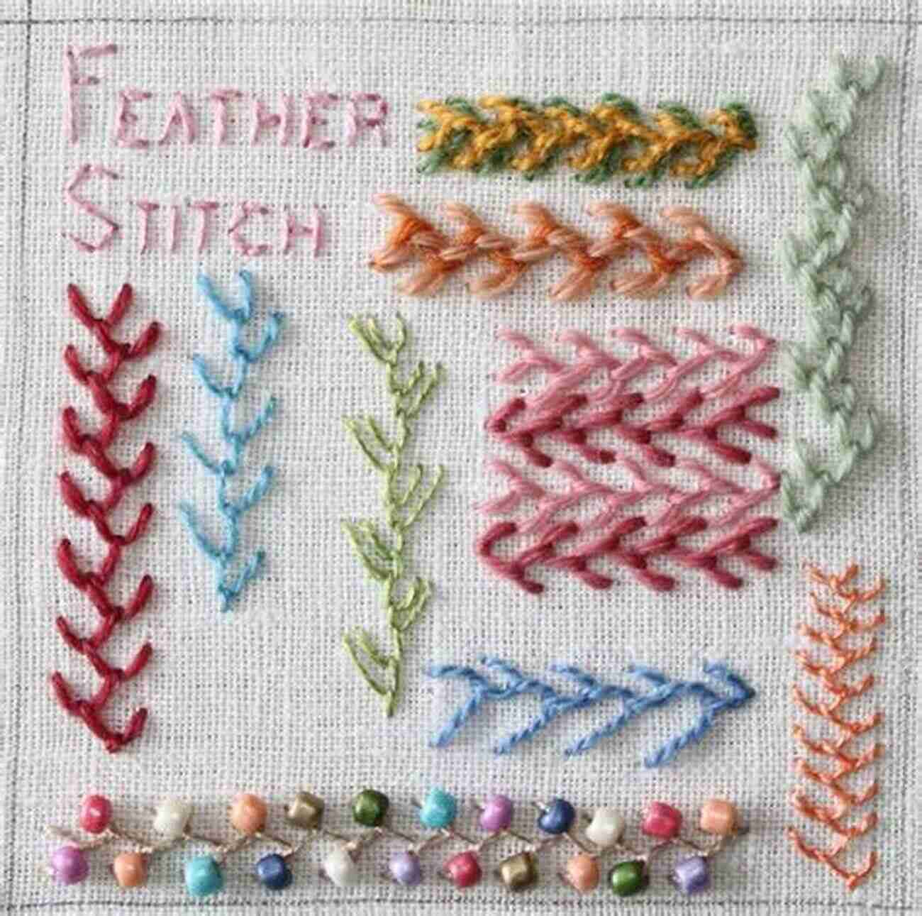 Illustration Of Feather Stitch HAND EMBROIDERY STITCHES FOR BEGINNERS: STEP BY STEP GUIDE ON HOW TO MAKE HAND EMBROIDERY STITCHES