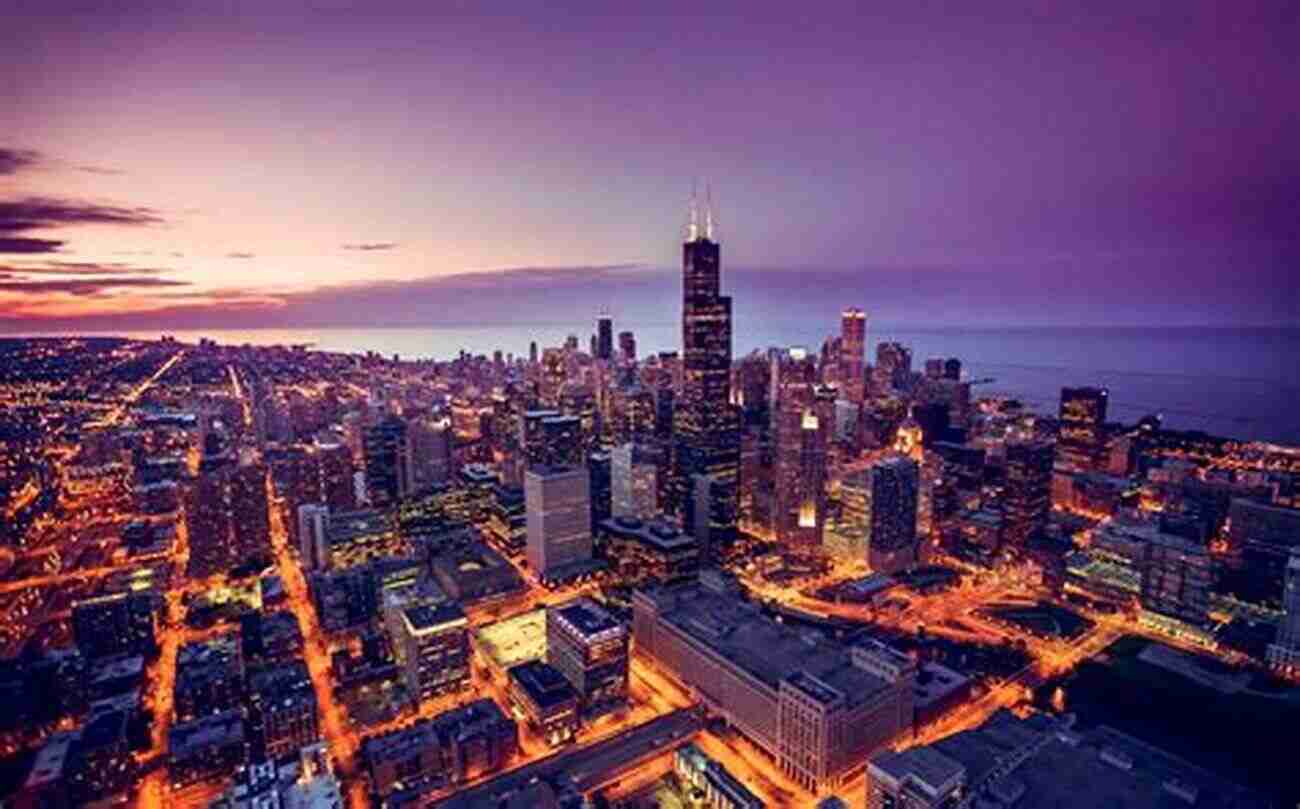 Stunning Aerial View Of Chicago Skyline At Dusk Aviation Chicago Timeline Michael Haupt