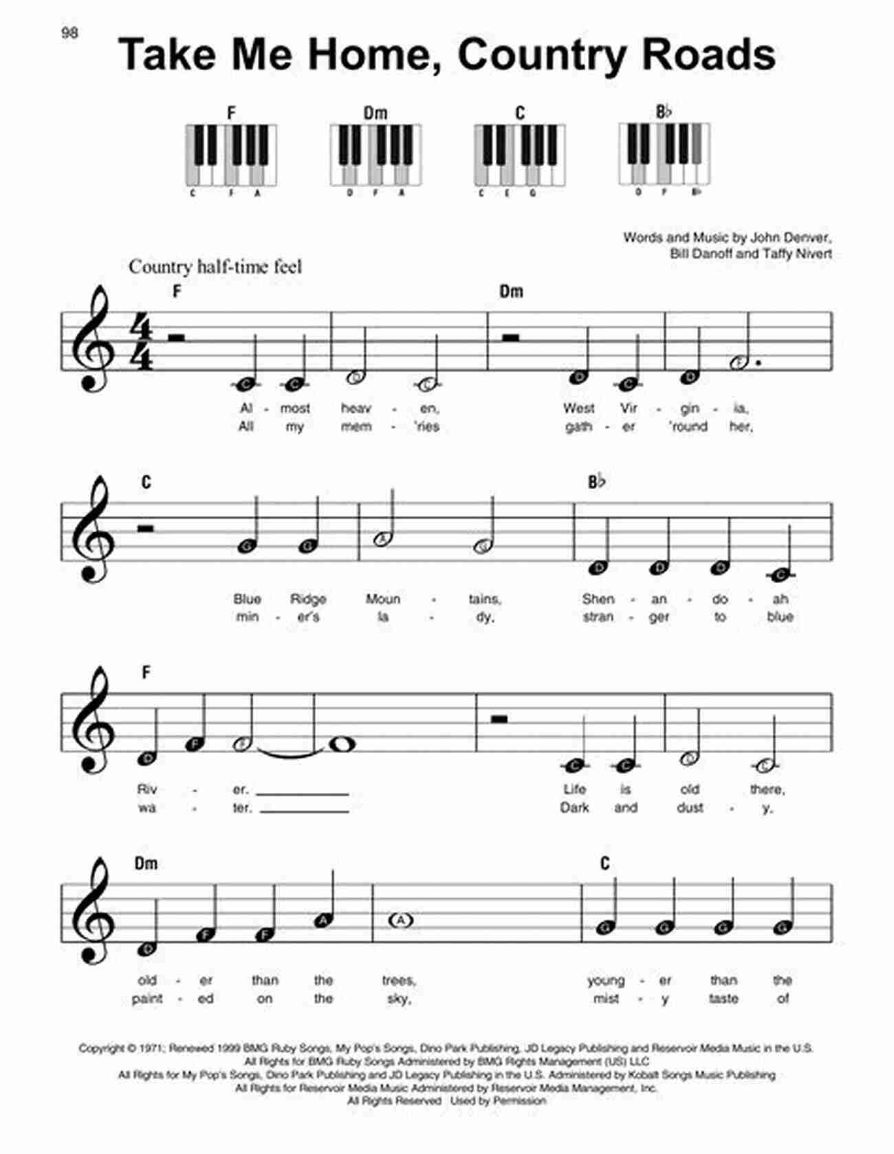 Take Me Home, Country Roads Sheet Music For Autoharp First 50 Songs You Should Play On Autoharp