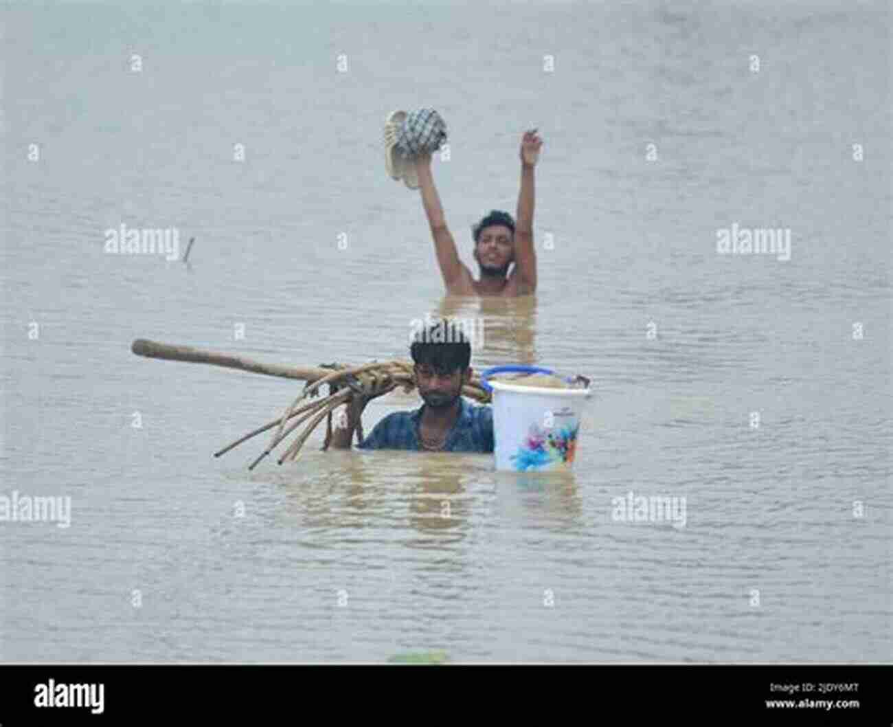 Image Depicting People Struggling To Find Shelter Amidst The Chaos Of The Raging Flood The Valley And The Flood